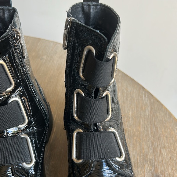ARTICA Baldy Black Patent Leather Chunky Heel Strap Booties EU 37 US 6.5–7 - Picture 4 of 16
